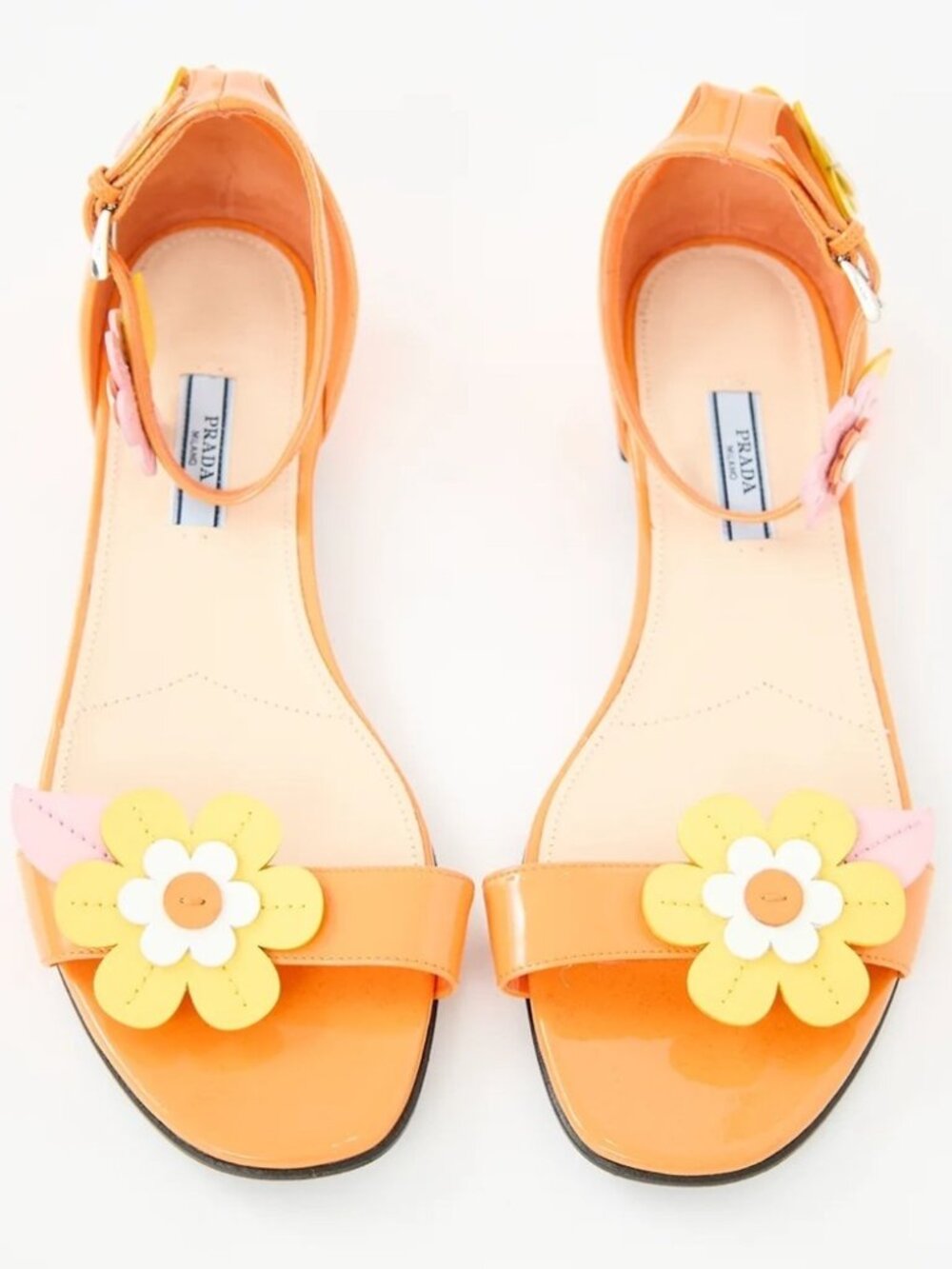 Prada 2017 Patent Leather Floral Sandals Size 40